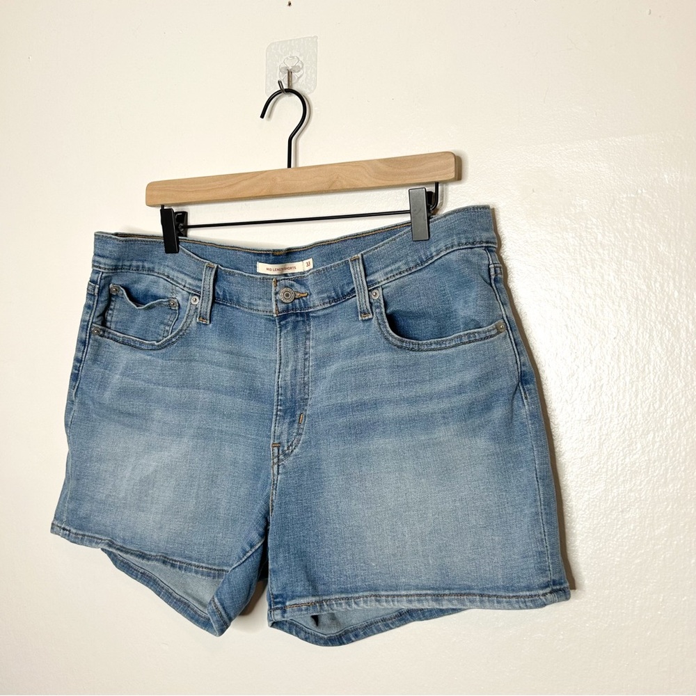 Levis Womens Mid Length Denim Shorts Classic Jean Shorts Plus Size 33 - Picture 3 of 7